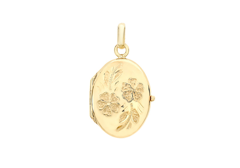 9ct Yellow Gold 17mm x 24mm Daisy-Detail Oval Locket