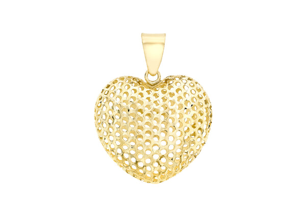 9ct Yellow Gold 20.3mm x 26.8mm Mesh Heart Pendant