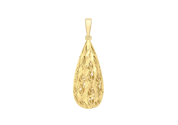 9ct Yellow Gold 8.5mm x 26.5mm Teardrop Pendant