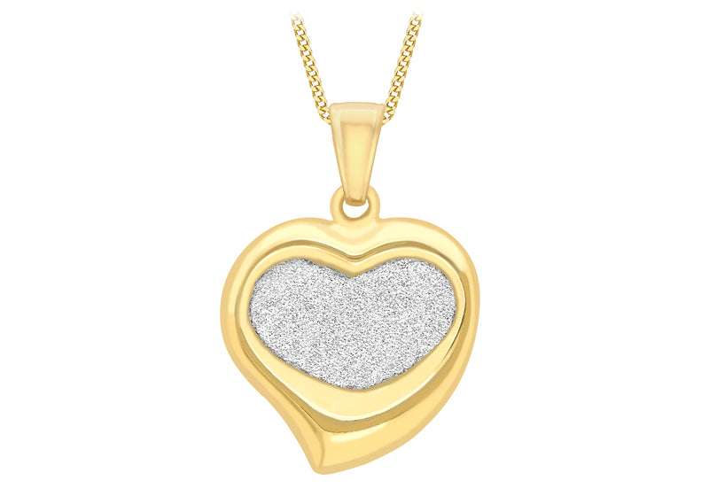 9ct Yellow Gold 12.8mm x 18mm Heart Stardust Pendant