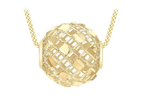 9ct Yellow Gold Diamond Cut Mesh Ball Pendant