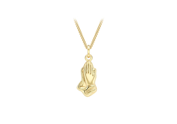 9ct Yellow Gold 8mm x 20.8mm Praying Hands Pendant