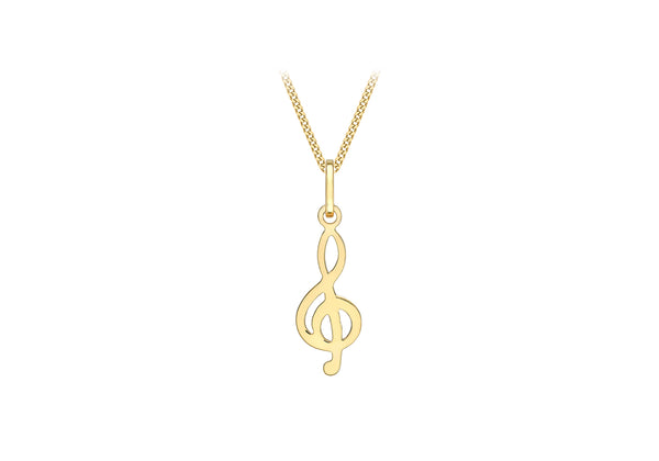 9ct Yellow Gold 7.9mm x 26.2mm Treble lef Pendant