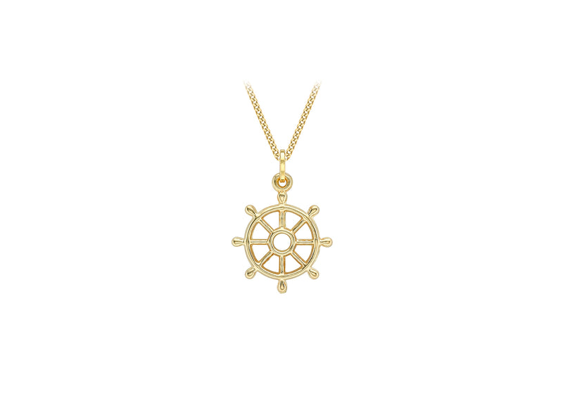 9ct Yellow Gold 15.7mm x 22.7mm Ship Wheel Pendant