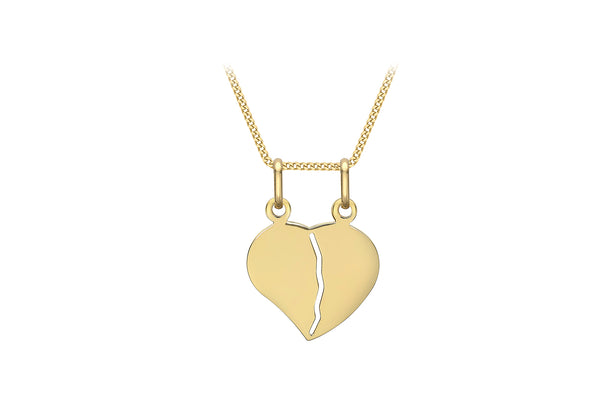 9ct Yellow Gold 17.6mm x 24.7mm CutoCut Split-Detail Heart Pendant