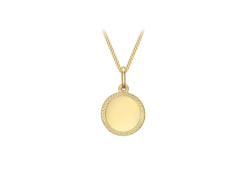 9ct Yellow Gold 13.2mm x 20.7mm Diamond Cut Edge Disc Pendant