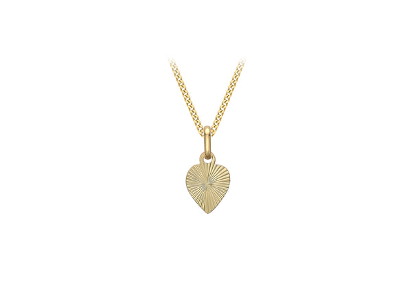 9ct Yellow Gold 7.4mm x 15mm onertinaed Heart Pendant