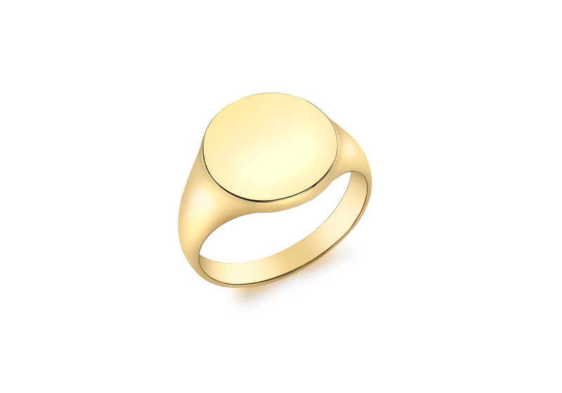 9ct Yellow Gold Plain 13.2mm Round Signet Ring