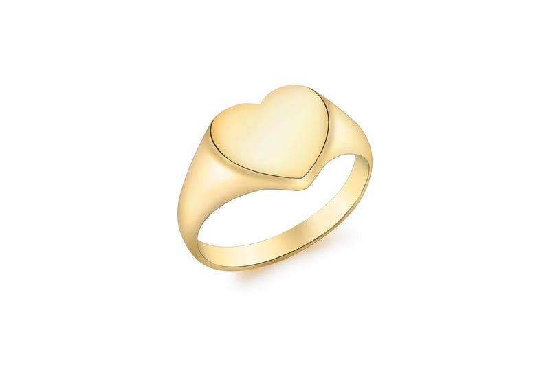 9ct Yellow Gold Plain 11mm x 10.4mm Heart Signet Ring