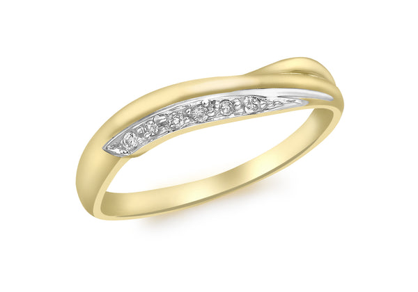 9ct Yellow Gold 0.03t Diamond Twist Band Ring