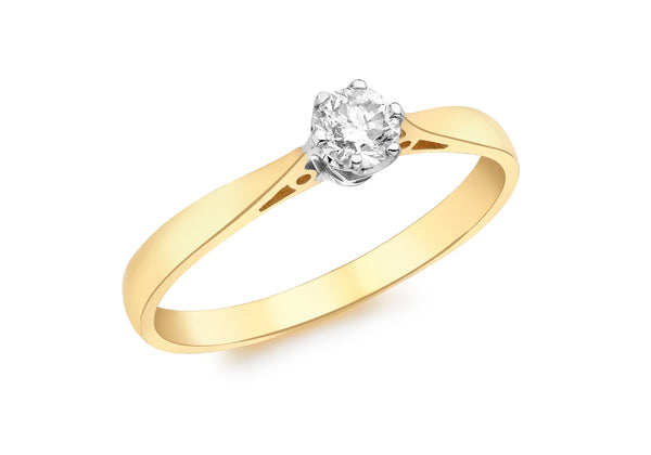 9ct Yellow Gold 0.25t Solitaire Diamond Ring