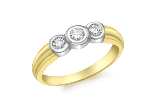 9ct Yellow Gold 0.25t Diamond Triple DoughnCut Ring