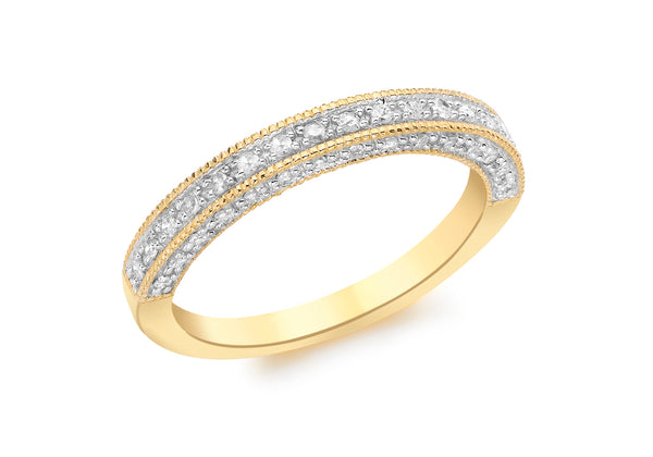 9ct Yellow Gold 0.32t Pave Set Diamond Eternity Ring