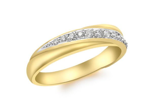 9ct Yellow Gold 0.15t Pave Set Diamond Band Ring