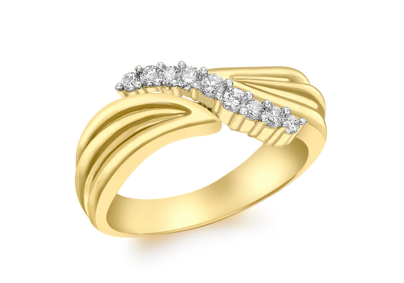 9ct Yellow Gold 0.25t Diamond Wave Ring