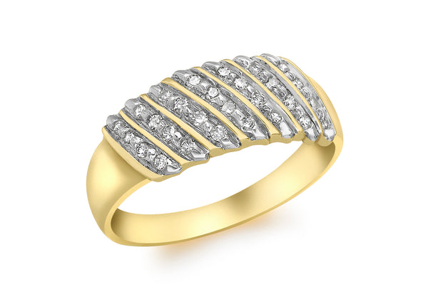 9ct Yellow Gold 0.17t Pave Set Diamond Ring