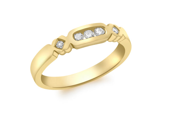 9ct Yellow Gold 0.17t Diamond Detail Ring