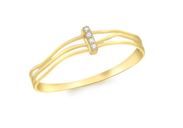 9ct Yellow Gold 0.01t Diamond Tripple Wave Ring