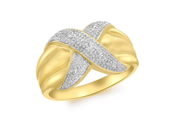 9ct Yellow Gold 0.03t Diamond Crossover Ring