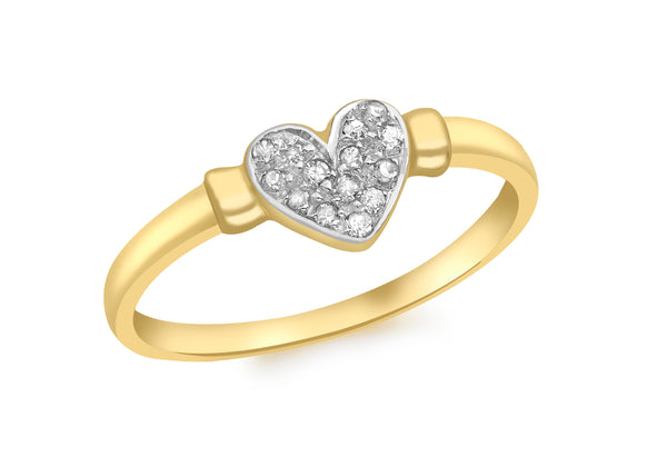 9ct Yellow Gold 0.10ct Diamond Heart Ring