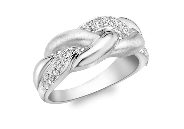 9ct White Gold 0.21t Diamond Braided Ring