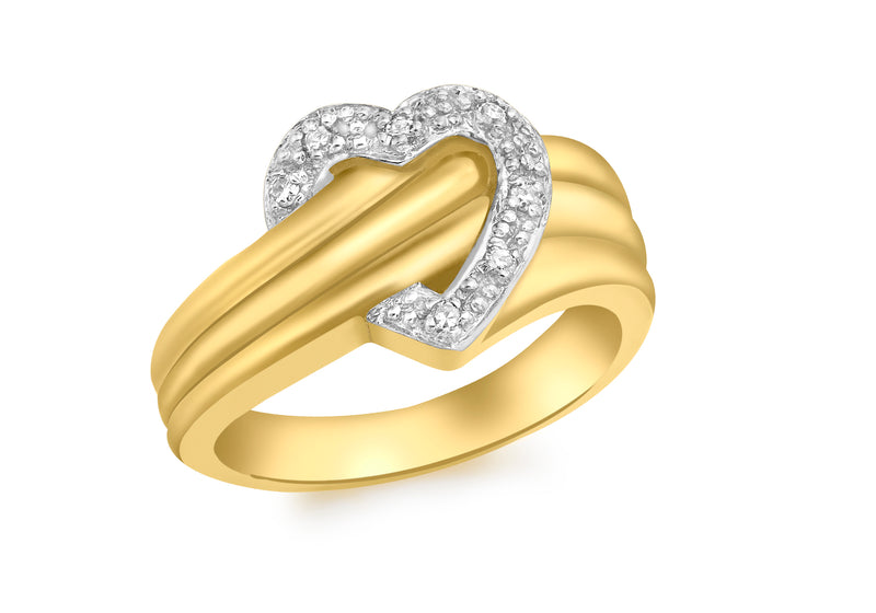 9ct Yellow Gold 0.08t Diamond Heart Ring