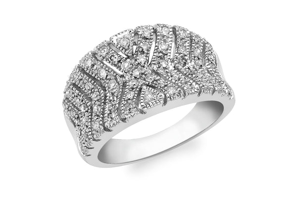 9ct White Gold 0.35t Pave Set Diamond hevron Ring