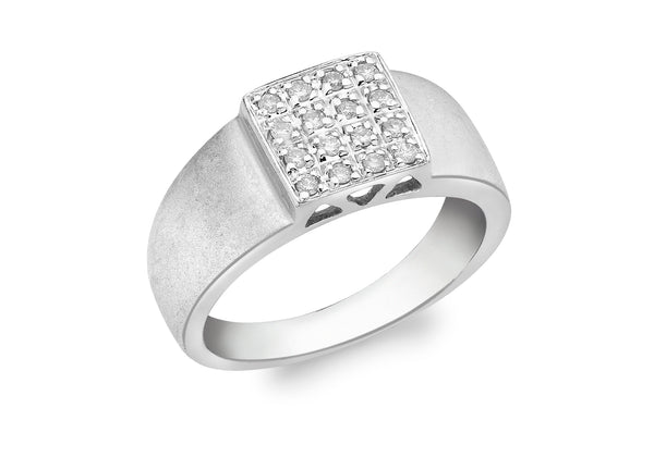 9ct White Gold 0.13t Pave Set Diamond Ring