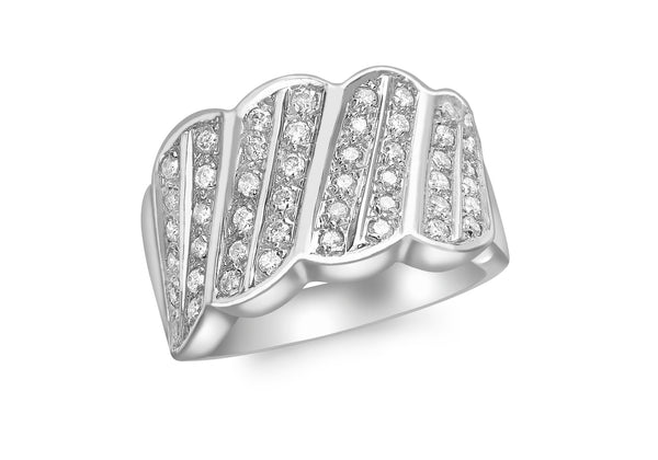 9ct White Gold 0.66t Diamond Stripe Ring