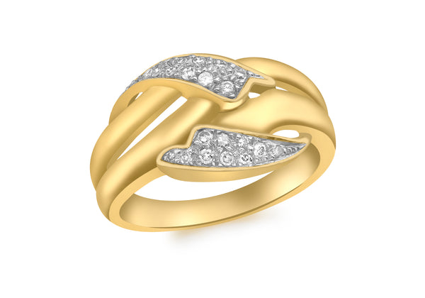 9ct Yellow Gold 0.15t Diamond Wave Ring