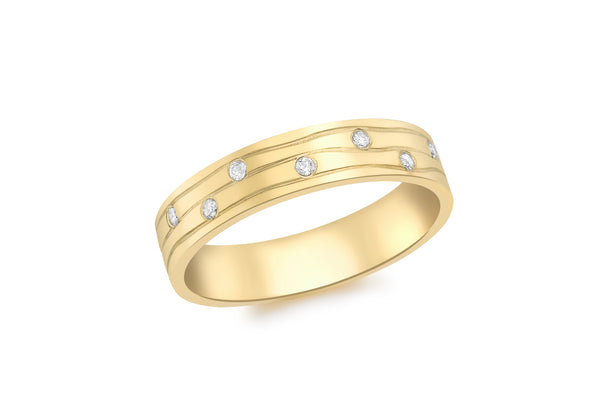 9ct Yellow Gold 0.05t Diamond Set Band Ring