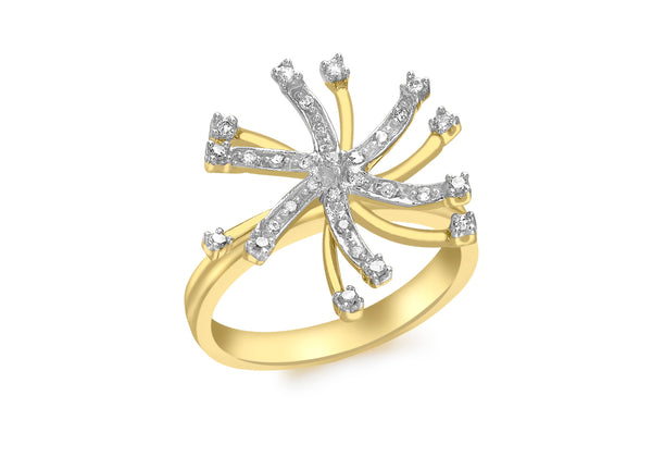 9ct Yellow Gold 0.19ct Diamond Snowflake Ring