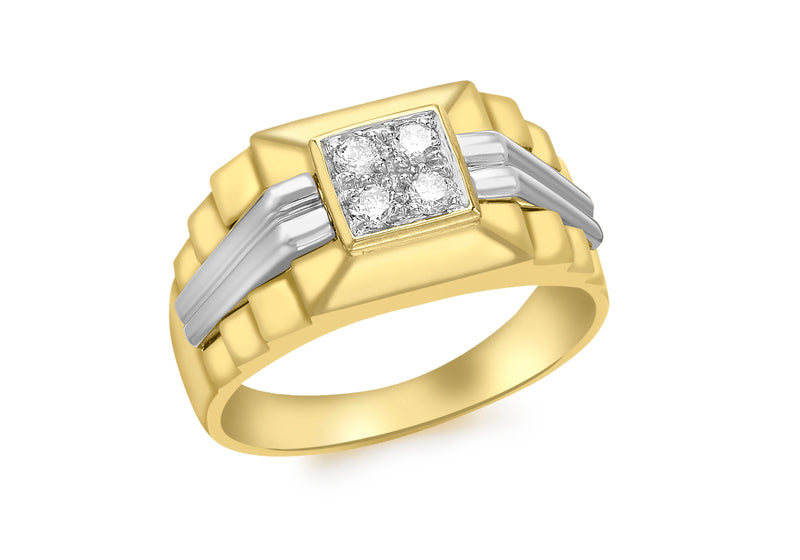 9ct Yellow Gold 0.18ct Diamond Men's Ring