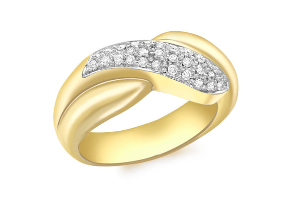 9ct Yellow Gold 0.25t Pave Diamond Crossover Ring