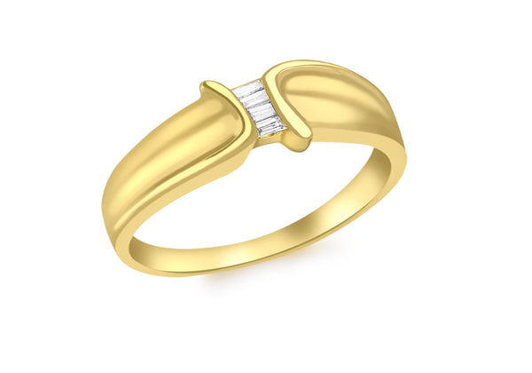 9ct Yellow Gold 0.05t Baguette Diamond Ring