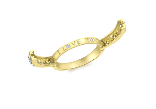 9ct Yellow Gold 0.06ct Diamond Hidden 'I Love You' Ring