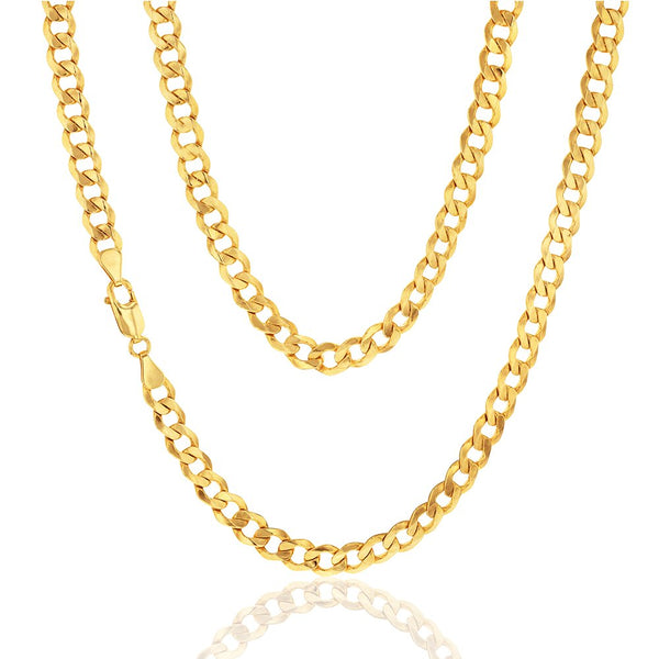 9ct Yellow Gold 160 Diamond Cut Flat Curb Chain