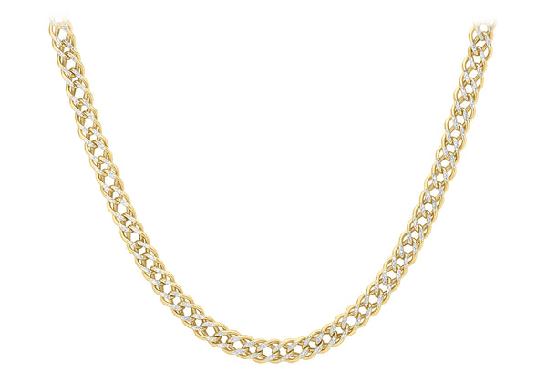 9ct Two-Tone Gold Diamond Cut Double Curb Chain