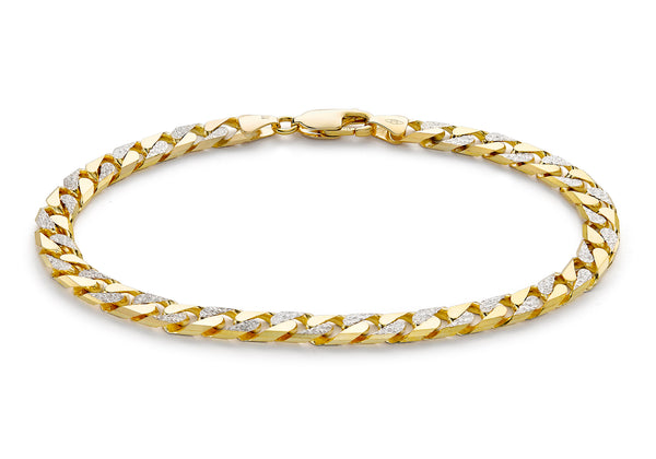 9ct Two-Tone Gold 200 Diamond Cut Curb Chain Bracelet