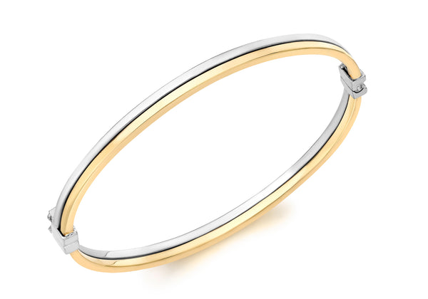 9ct 2-Colour Gold Double Tube Bangle