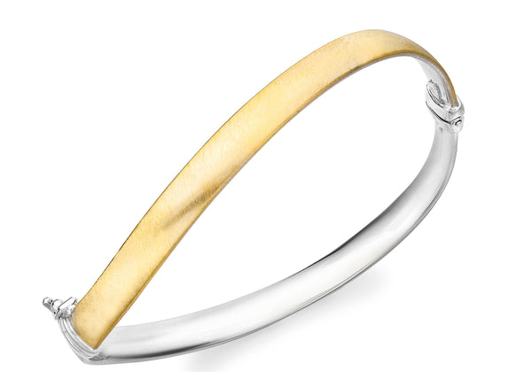 9ct 2-Colour Gold Satin Wave Bangle