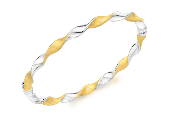 9ct 2-Colour Gold Satin Twist Bangle