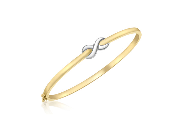 9ct 2-Colour Gold Kiss Band Bangle