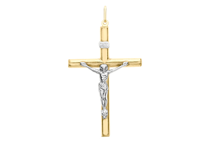 9ct 2-Colour Gold Crucifix Pendant