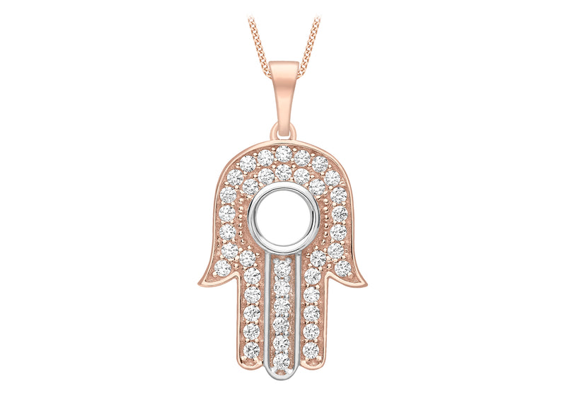 9ct 2-Tone Gold Zirconia  Hamsa Pendant