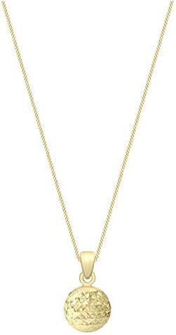 9ct Yellow Gold Hexagon Diamond Cut Ball Pendant