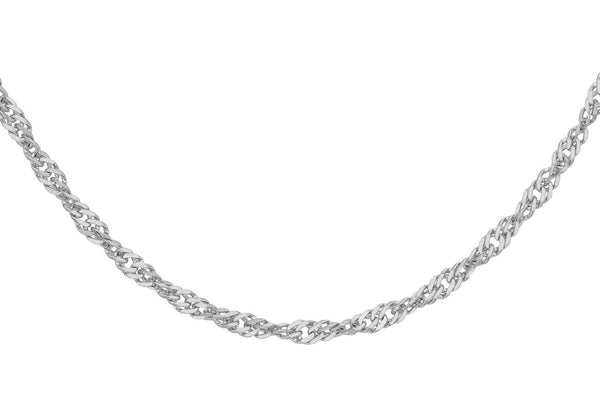 9ct White Gold 25 Twist 20" Curb Chain