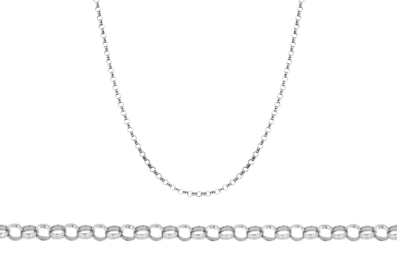 9ct White Gold 65 Round Belcher  Chain 41m/16"9