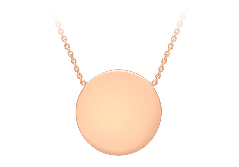 9ct Rose Gold 15mm Disc Pendant Adjustable Necklace  41m/16''-43m/17"9