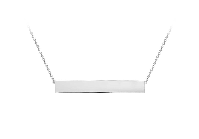 9ct White Gold 35mm x 5mm Horizontal Bar Adjustable Necklace  41m/16"-43m/17"9